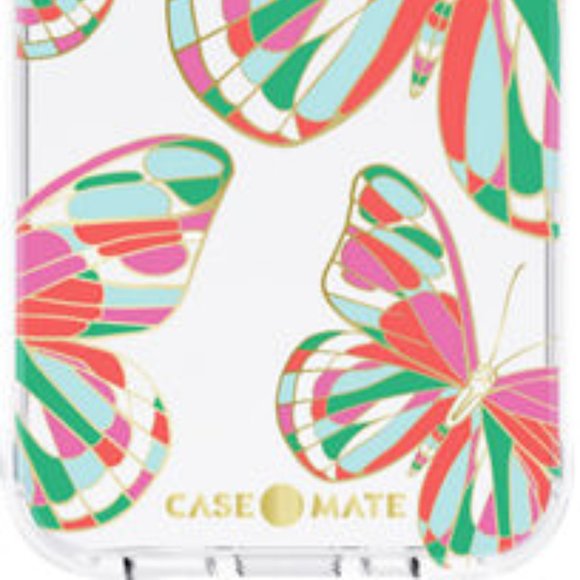 CASE-MATE Pink Metallic Gold Butterflies iPhone 12 13 PRO Hard Case - Picture 6 of 8